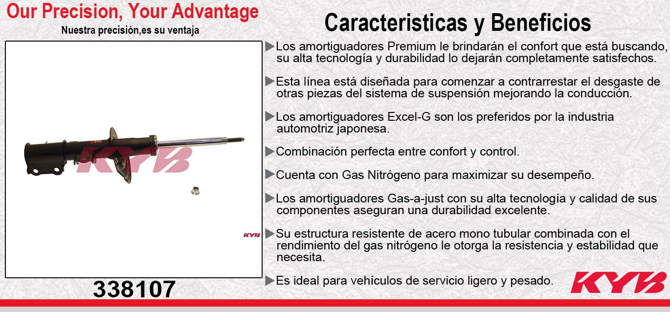 AMORTIGUADOR DELANTERO IZQUIERDO GAS EXCEL-G HYUNDAI ATTITUDE TODOS (2012-2014) - KIA RIO TODOS EXC. HECHO EN M?XICO (2012-2017) KYB