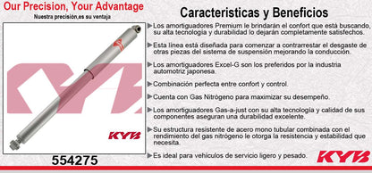 AMORTIGUADOR TRASERO GAS-A-JUST FORD. F150 (1990-1996) - F-250 (1980-1998) - F-350 (1980-1997) - RANGER (1989-2011) - MAZDA. B3000 (1994-2007) - B4000 (1994-2009) - JEEP. GRAND CHEROKEE (1993-1998) - WAGONEER (93) KYB