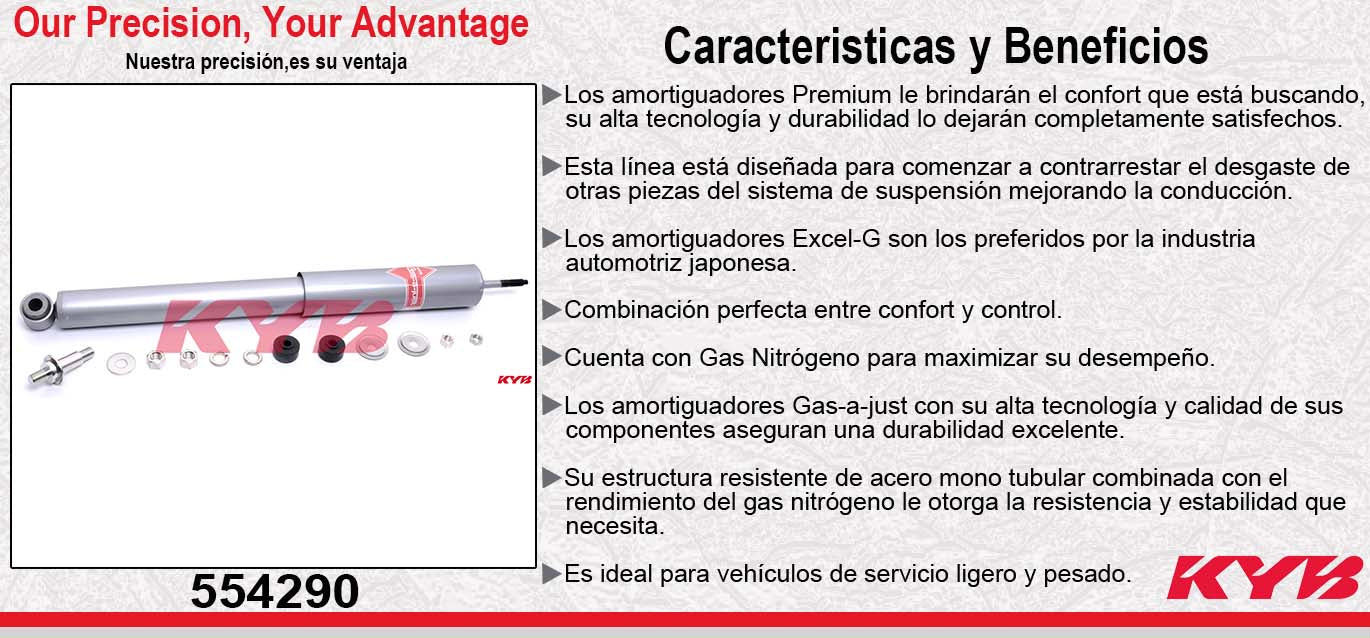 AMORTIGUADOR TRASERO DERECHO GAS-A-JUST FORD. GALIXIE 500 (1965-1978) - GRAND MARQUIS 4.6 (1992-2006) - MUSTANG (1979-1993) - MERCURI. CAPRICE (1978-1986) - ZEPHIR (1978-1986) - F-250 (1980-1982) - CROWN VICTORIA 4.6 (1979-2006) - THUNDERBIRD KYB