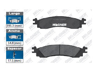 BALATA SEMIMETÁLICA DELANTERA FORD EXPLORER 2006-2010 / EXPLORER SPORT TRAC 2007-2010 / TAURUS 2011-2012 / MERCURY MOUNTAINEER 2006-2010 WAGNER
