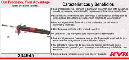AMORTIGUADOR DELANTERO DERECHO GAS EXCEL-G BMW 320I (2001-2005) - 323CI (00) - 323I (1999-2000) - 325CI (2001-2006) - 325I (2001-2005) - 328CI (2000) - 328I (1999-2000) - 330CI (2001-2006) - 330I (2001-2006). KYB
