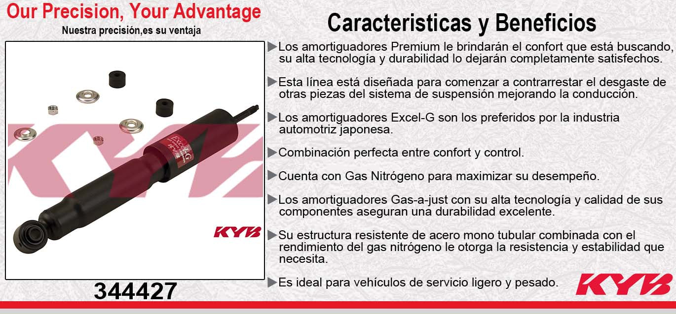 AMORTIGUADOR DELANTERO GAS EXCEL-G CHEV. LUV TODOS 4WD (1980-1982) - NISSAN. DELANTERAIER TODAS EXC. DESERT RUNNER & CREW CAB 2WD (1998-2002) KYB