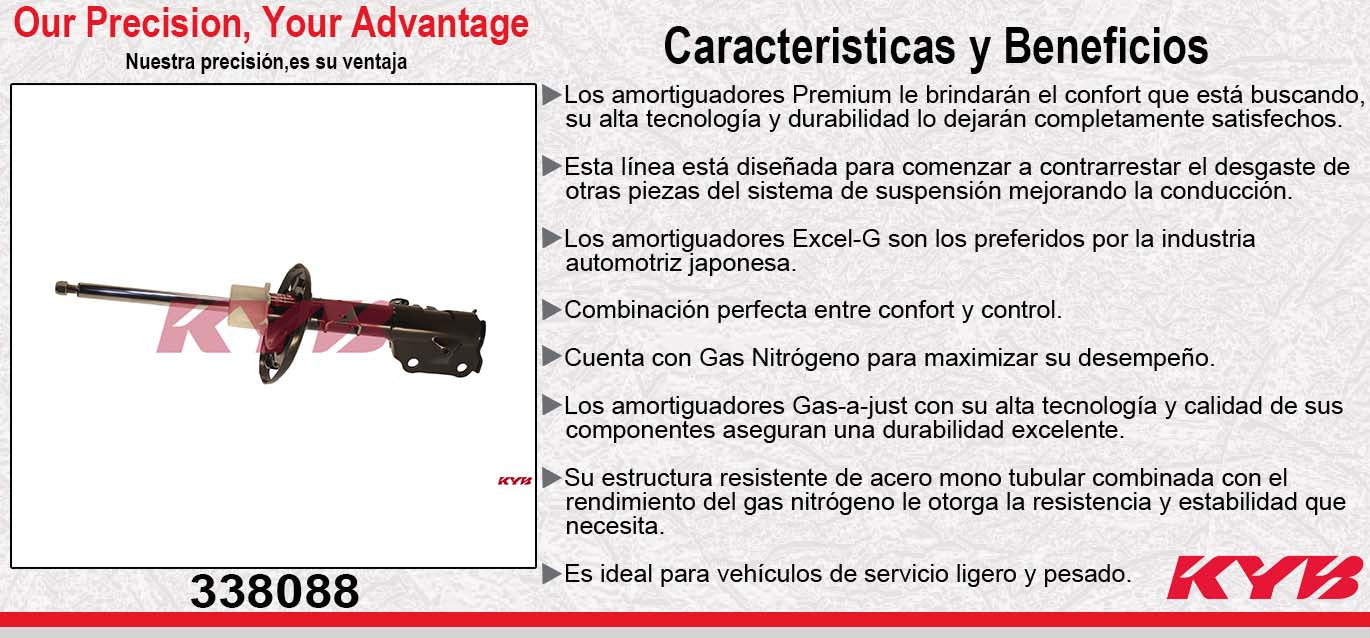 AMORTIGUADOR DELANTERO IZQUIERDO GAS EXCEL-G MAZDA 3 (2014-2018). KYB