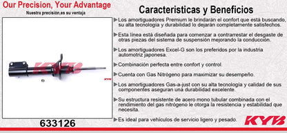 AMORTIGUADOR TRASERO HIDRÁULICO FORD. ESCORT 1994-2002 - MERCURY. TRACER 1991-1996 - MAZDA. 323 1990-1994 - MX-3 1992-1995 - PROTEGE 1990-1994. KYB