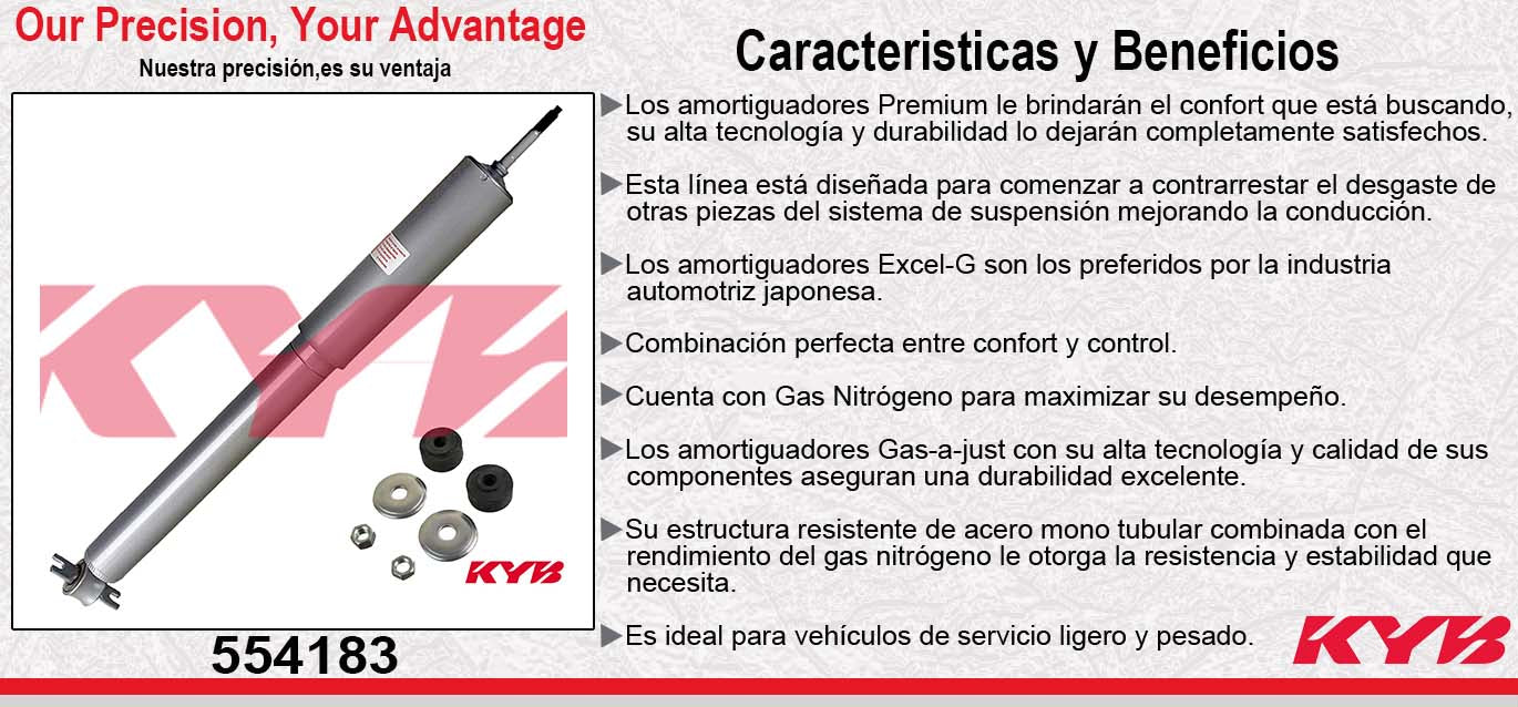 AMORTIGUADOR DELANTERO GAS-A-JUST JEEP CHEROKEE 4X2 4X4 (1991-2001) - COMANCHE (1985-1992). KYB