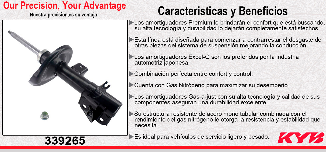 AMORTIGUADOR DELANTERO DERECHO GAS EXCEL-G SUZUKI KIZASHI (2010-2013) KYB