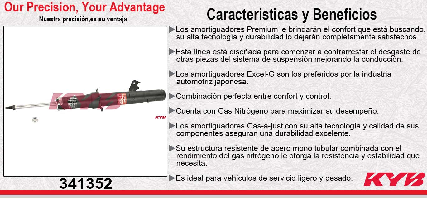 AMORTIGUADOR DELANTERO IZQUIERDO GAS EXCEL-G FORD FUSION L4 2.3 / V6 3.0 (2005-2009) - MAZDA. 6 (2003-2008) KYB