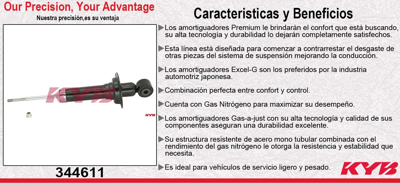 AMORTIGUADOR TRASERO IZQUIERDO GAS EXCEL-G Y HONDA. ELEMENT (2003-2011) KYB