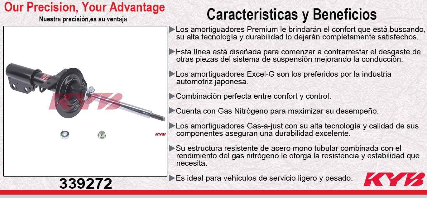 AMORTIGUADOR DELANTERO GAS EXCEL-G GMC. ACADIA (2007-2012) - BUICK. ENCLAVE (2008-2012) - CHEV. TRAVERSE (2009-2012) - SATURN. OUTLOOK (2007-2010) KYB
