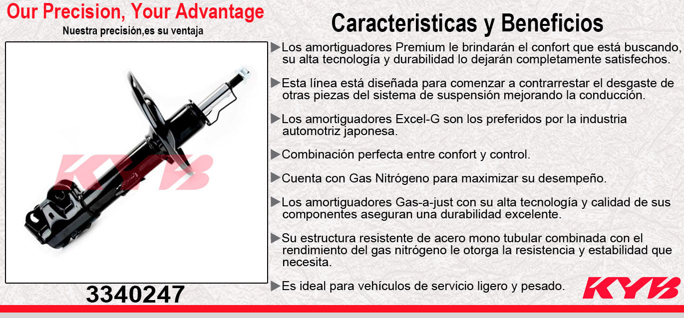 AMORTIGUADOR DELANTERO DERECHO GAS EXCEL-G TOYOTA CAMRY (2018-2023). KYB
