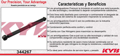 AMORTIGUADOR DELANTERO GAS EXCEL-G FORD F-250 (1987-1998) - F-350 (1985-1997) - FORD EXPEDITION (1997-2002) - LINCOLN NAVIGATOR (1998-2002). TODOS "EXC. NIVELACIËN DE AIRE " 4X2 Y 4X4 KYB