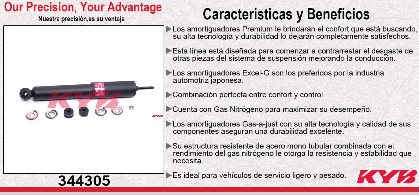 AMORTIGUADOR DELANTERO GAS EXCEL-G MAZDA. PICK-UP B1600-B2000-B2200-B2500- B2600 4X4 (1987-1993) KYB