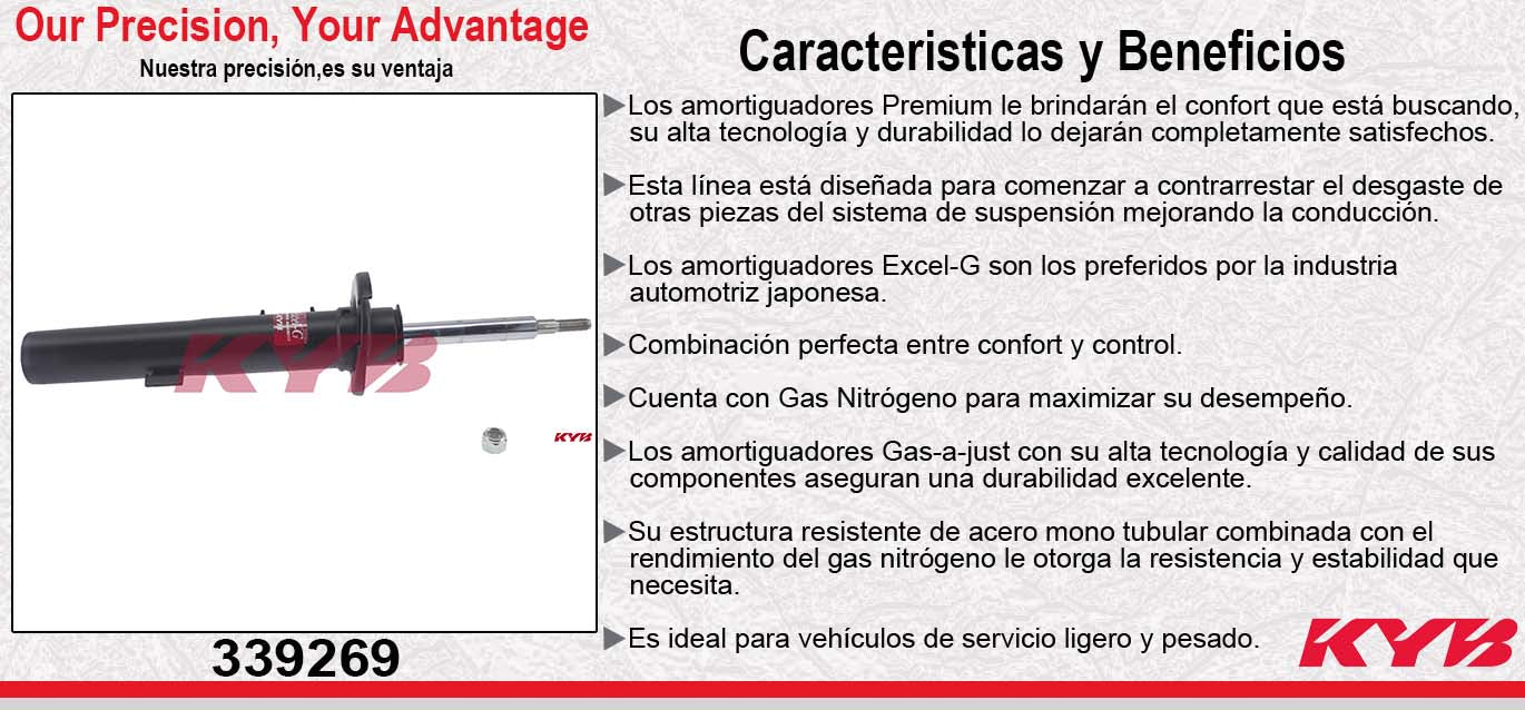 AMORTIGUADOR DELANTERO DERECHO GAS EXCEL-G BMW 128I (2008-2013) - 135I (2008-2013) - 325I (06) - 328I (2007-2011) - 330I (06) - 335D (2009-2011) - 335I (2007-2011) - 335IS (2011-2013) KYB