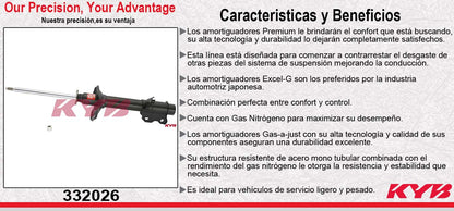 AMORTIGUADOR TRASERO DERECHO GAS EXCEL-G NISSAN TSURU II (1988-1992) - GUAYIN (1988-1991) - HIKARI (1988-1991). KYB