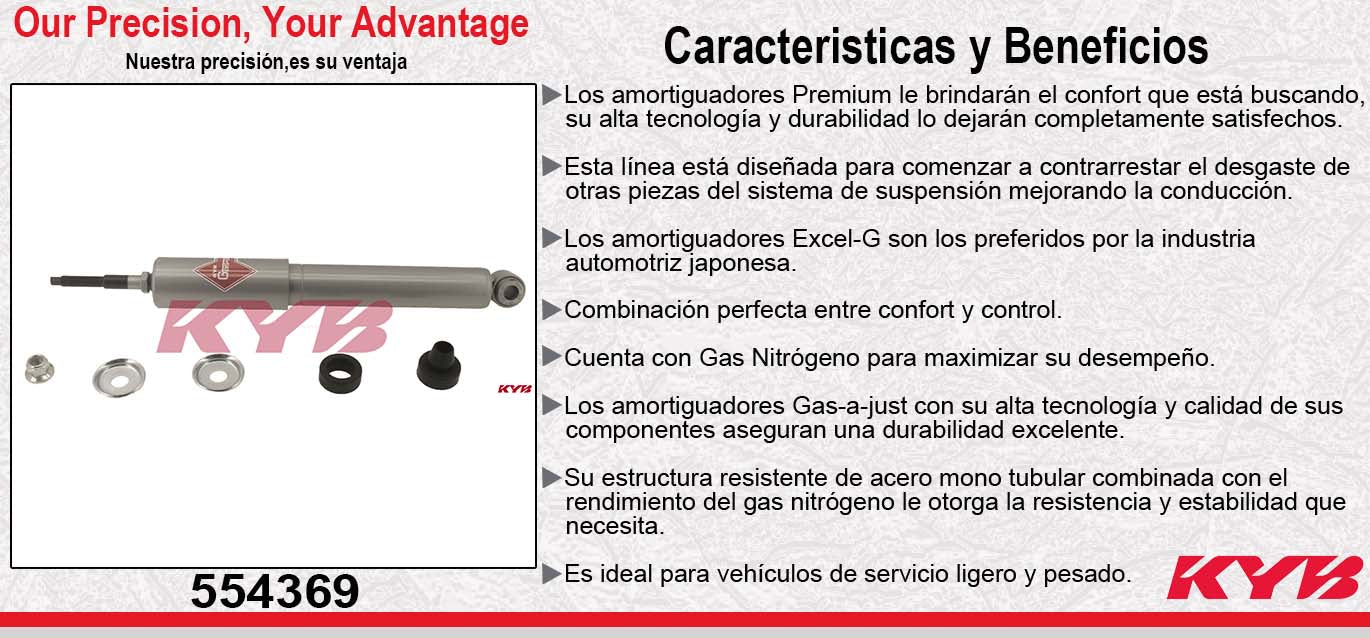 AMORTIGUADOR DELANTERO GAS-A-JUST FORD. F-350 2WD (2006-2010) - E150 (2008-2014) - E250 (2008-2014) - E350 SUPER DUTY (2008-2014) - E450 SUPER DUTY (2008-2014) - F250 SUPER DUTY (2008-2014) - F350 SUPER DUTY (2008-2014) KYB