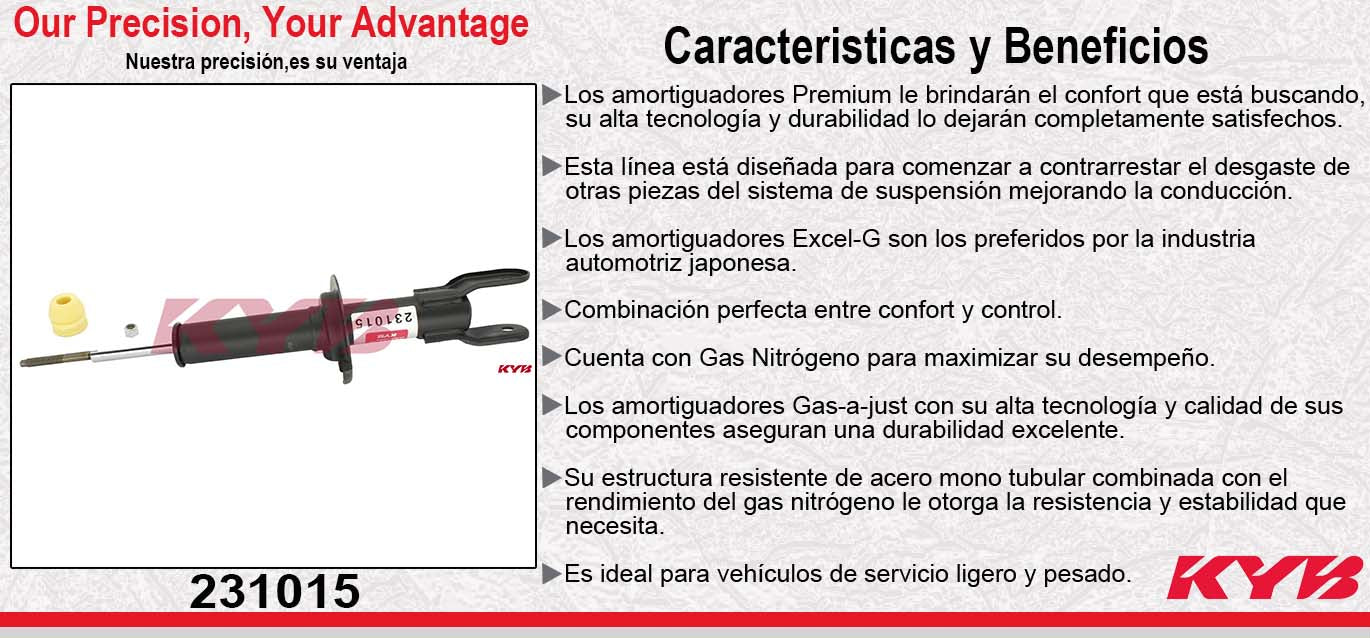 AMORTIGUADOR DELANTERO DERECHO GAS EXCEL-G FORD COUGAR, THUNDERBIRD (1989-1997) EXC. SUSP. AJUSTABLE KYB