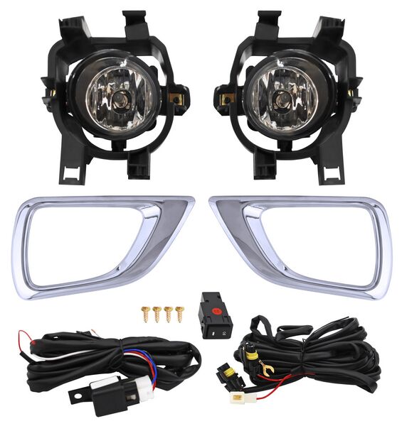 FARO DE NIEBLA NISSAN PICKUP NP-300 / FRONTIER 2016-2020 C / BISEL CROM FONDO NEGRO JGO ECOCN 580.04 + TYG