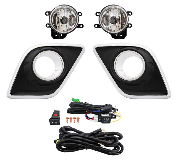 FARO DE NIEBLA TOYOTA HILUX 2016-2025 C / PARRILLA DOBLE FILO CROM JGO TYG