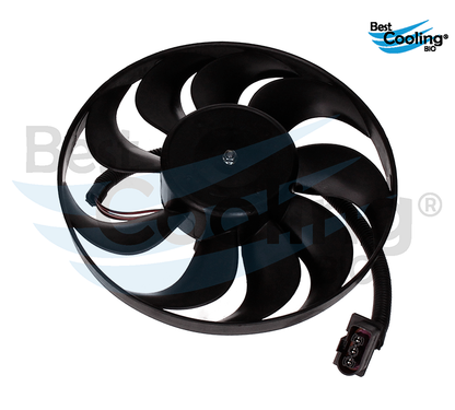 MOTOVENTILADOR 9 ASPAS VOLKSWAGEN GOLF A4 2.0L 2000-2007 JETTA A4 2.0L 1999-2015 BEETLE 2.0L 1998-2011 DERECHO CON Y TRANSMISION AUTOMATICA Y MANUAL AUXILIAR 290MM BEST COOLING