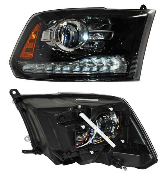 FARO DERECHO CON LUZ DE DÍA FONDO NEGRO LUZ DE DÍA NEGRO DODGE PICKUP 2016-2019 TYC