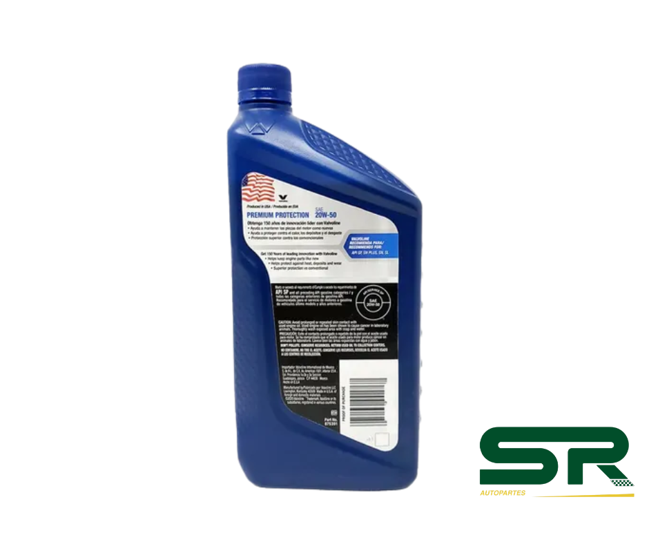 ACEITE PREMIUM PROTECTION SAE 20W50 MEZCLA SYNTHETIC 1L VALVOLINE
