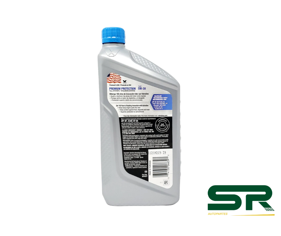 ACEITE PREMIUM PROTECTION SAE 5W30 FULL SYNTHETIC 1L VALVOLINE