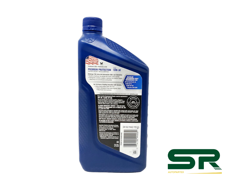 ACEITE PREMIUM PROTECTION SAE 10W30 MEZCLA SYNTHETIC 1L VALVOLINE
