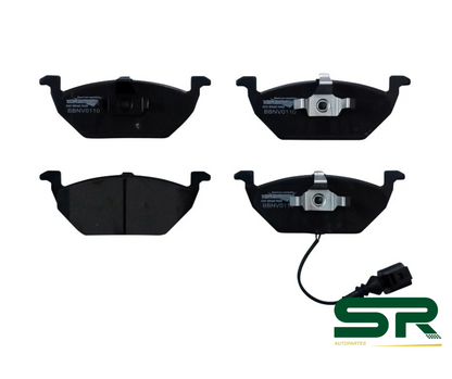 BALATAS DELANTERAS SEMIMETÁLICAS CON SENSOR (BEETLE 98-16/CROSSFOX/VIRTUS/IBIZA 03-15/LEON-TOLEDO 00-06/MG 5) JETTA/GOLF A4/CLASICO 1.8L/2.0L 1999-2015 YOKOMITSU