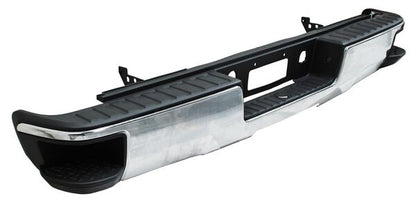 DEFENSA TRASERA CROMADA COMPLETA CON ESCALON SIN HOYO PARA SENSOR CHEVROLET PICKUP 2014-2018 TYG