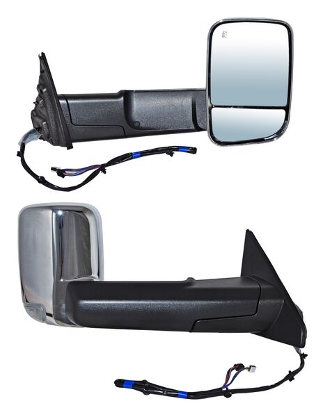 ESPEJO DERECHO PICKUP RAM LINEA NUEVA ELÉCTRICO CROM CON DIRECCIONAL CON LUZ INFERIOR CON MEM CON DESEMPAÑANTE Q10 TELESCOPICO 13 PINES DODGE / CHRYSLER DODGE 2019-2023 TYG
