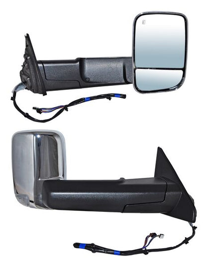 ESPEJO DERECHO PICKUP RAM LINEA NUEVA ELÉCTRICO CROM CON DIRECCIONAL CON LUZ INFERIOR CON MEM CON DESEMPAÑANTE Q10 TELESCOPICO 13 PINES DODGE / CHRYSLER DODGE 2019-2023 TYG