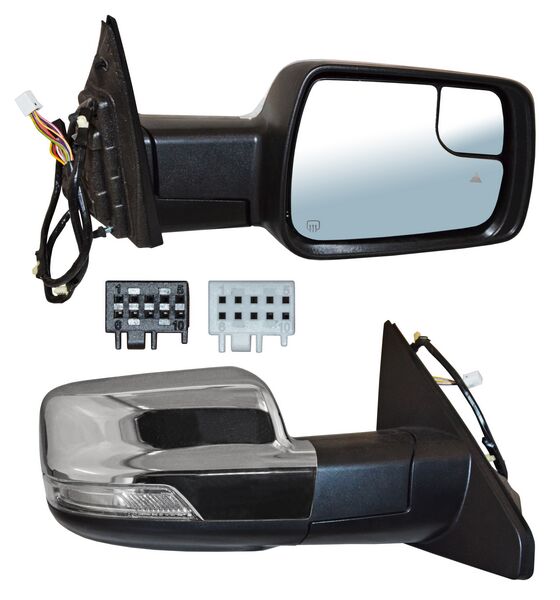 ESPEJO DERECHO PICKUP RAM ELÉCTRICO CROM CON DESEMPAÑANTE CON SENSOR Y PUNTO CIEGO CON DIRECCIONAL CON LUZ INFERIOR CON MEM 17 PINES DODGE / CHRYSLER DODGE 2019-2025 TYG