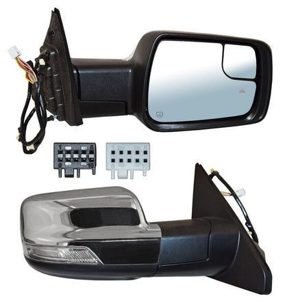 ESPEJO DERECHO PICKUP RAM ELÉCTRICO CROM CON DESEMPAÑANTE CON SENSOR Y PUNTO CIEGO CON DIRECCIONAL CON LUZ INFERIOR CON MEM 17 PINES DODGE / CHRYSLER DODGE 2019-2025 TYG