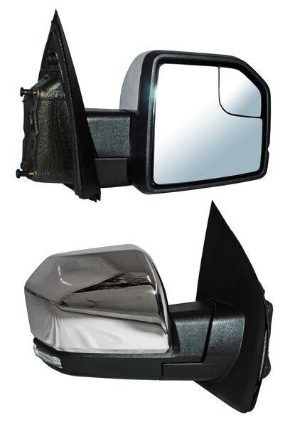 ESPEJO DERECHO PICKUP ELÉCTRICO CROM CON LUZ INFERIOR LED CON MEM CON DIRECCIONAL CON DESEMPAÑANTE CON PUNTO CIEGO AUTOABATIBLE 15 PINES FORD / F150 2015-2020 TYG