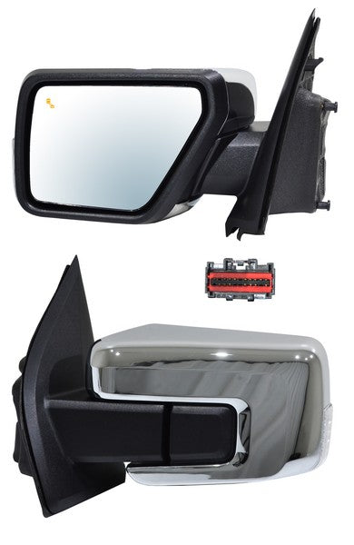 ESPEJO IZQUIERDO PICKUP F150 ELÉCTRICO CROM CON DIRECCIONAL CON DESEMPAÑANTE CON LUZ INFERIOR CON SENS PUNTO CIEGO CON MEM AUTOABATIBLE 16 PINES FORD 2021-2024 TYG