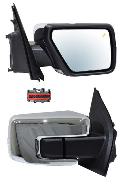 ESPEJO DERECHO ELÉCTRICO 16 PINES CON DIRECCIONAL CON DESEMPAÑANTE AUTOABATIBLE CROMADO CON SENSOR DE PUNTO CIEGO CON MEMORIA CON LUZ INFERIOR FORD PICKUP F-150 C 2021-2024 / FORD SENS TEMP 250404 2021-2024 TYG