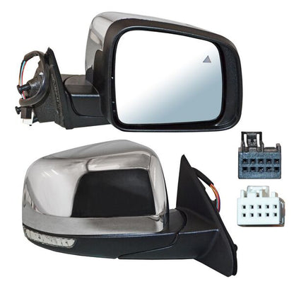 ESPEJO DERECHO ELÉCTRICO CROM CON MEM AUTOABATIBLE CON DESEMPAÑANTE CON SENSOR PUNTO CIEGO CON DIRECCIONAL 13 PINES JEEP GRAND CHEROKEE 2011-2017 TYG