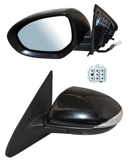 ESPEJO IZQUIERDO ELÉCTRICO 8 PINES CON DIRECCIONAL CON DESEMPAÑANTE PARA PINTAR CON SENSOR DE PUNTO CIEGO MAZDA 3 2010-2013 TYG