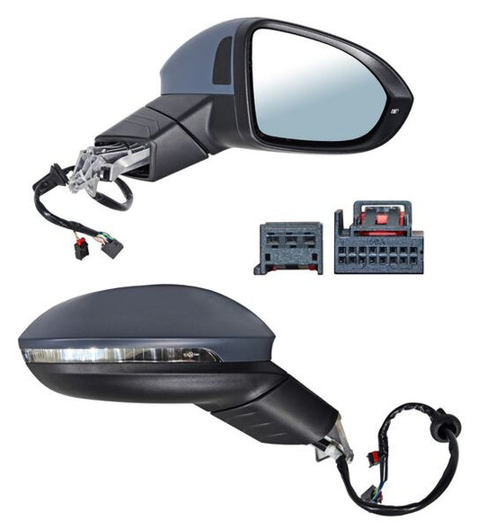 ESPEJO DERECHO ELÉCTRICO 14 PINES CON DIRECCIONAL CON DESEMPAÑANTE AUTOABATIBLE PARA PINTAR CON SENSOR DE PUNTO CIEGO CON MEMORIA CON LUZ INFERIOR VOLKSWAGEN GOLF C 2019-2021 / VOLKSWAGEN SENS CARRIL 2019-2021 TYG