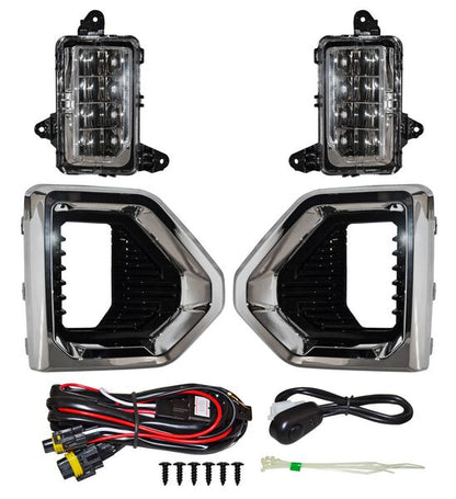 FARO DE NIEBLA CHEVROLET GMC SIERRA 2019-2021 LED C / PARRILLA FILO CROM JGO 352 TYG