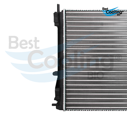 RADIADOR ANTICONGELANTE NISSAN PLATINA 4L 1.6 LTS 2002-2010 APRIO 4L 1.6 LTS 2008-2010 RENAULT CLIO 4L 1.6 LTS 2002-2010 SIN A/C TRANSMISIÓN MANUAL ALUMINO =21400-00QAB =35777 BEST COOLING